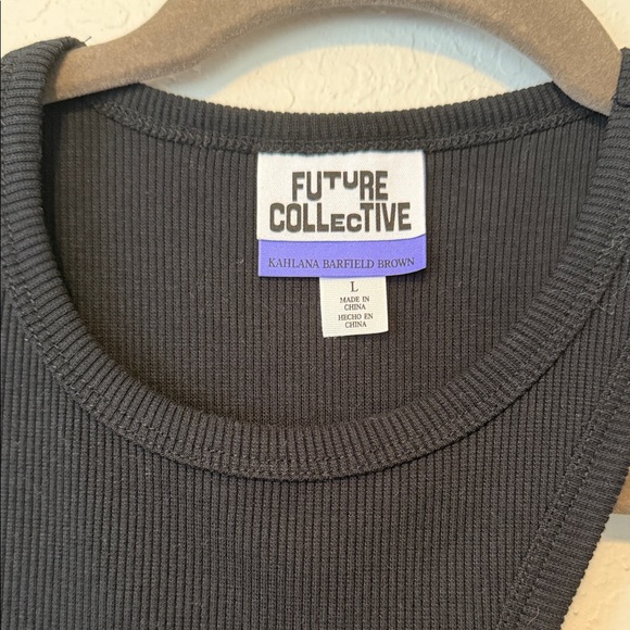 Future Collective Kahlana Barfield Brown Black Sleeveless Top - Picture 3 of 5